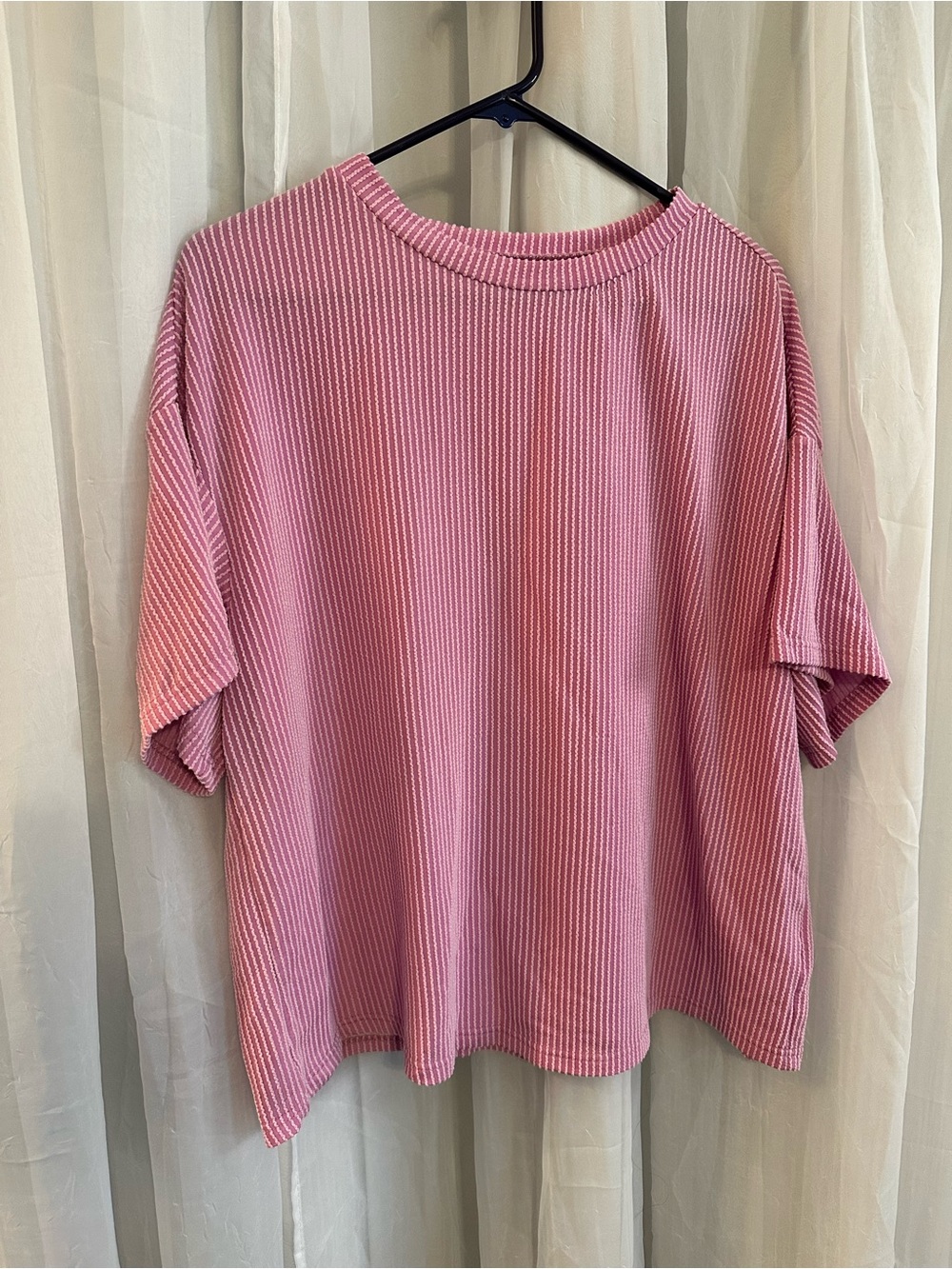 Women's Ribbed Short Sleeve Top - Pink